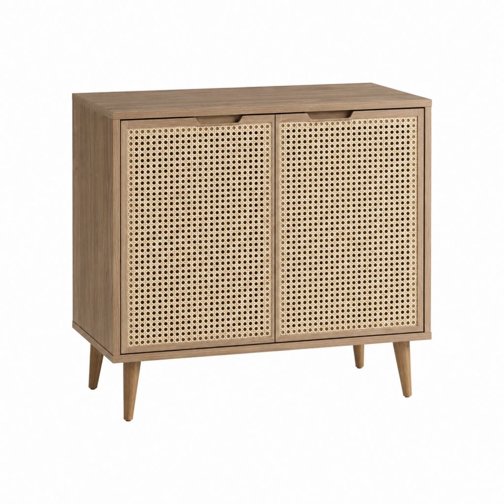 Sideboard Braun mit Rattangeflecht MDF rechteckig 80 x 80 x 40 cm