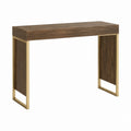 Konsolentisch Nussbaumoptik mit goldfarbenem Edelstahlgestell rechteckig 100 x 35 x 76 cm