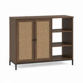 Sideboard Walnussbraun MDF Rattangeflecht rechteckig 110 x 40 x 100 cm