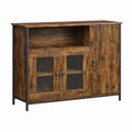 Sideboard mit 3 Türen in Braun Schwarz aus melaminharzbeschichteter Spanplatte und Stahl 100 x 35 x 80 cm