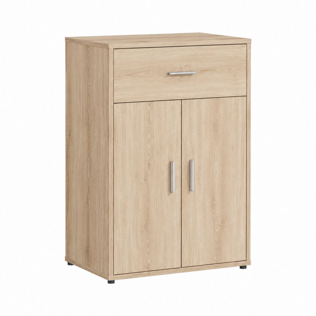 Sideboard Schrank Sonoma-Eiche Spanplatte rechteckig mit 2 Türen 1 Schublade 80 x 40 x 120 cm