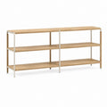 Konsolentisch 2er Set Natur Eichenfurnier Edelstahl rechteckig 120 x 35 x 90 cm