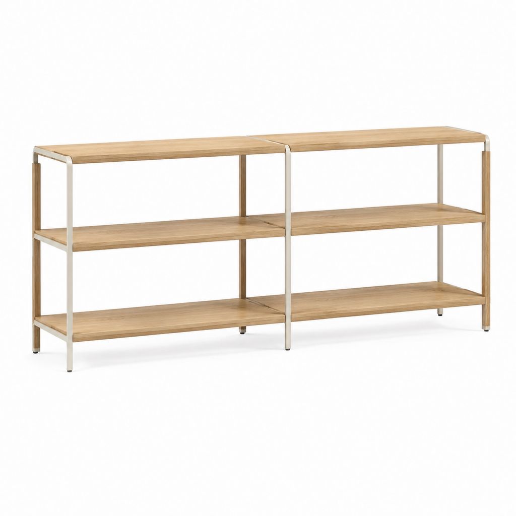Konsolentisch 2er Set Natur Eichenfurnier Edelstahl rechteckig 120 x 35 x 90 cm