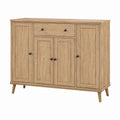 Sideboard Natur Eiche MDF rechteckig mit 4 Türen und 1 Schublade 120 x 40 x 110 cm