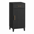 Sideboard Schwarz aus MDF mit geriffelter Tür 40 x 35 x 100 cm