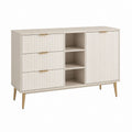 Sideboard Cremeweiß aus MDF und Spanplatte rechteckig mit 3 Schubladen 1 Tür 3 offenen Fächern 140 x 40 x 85 cm