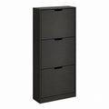 Schuhschrank mit 3 Klappen Schwarz Spanplatte rechteckig 63 x 24 x 135 cm