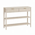 Konsolentisch mit 2 Schubladen Beige MDF und Gummibaum-Massivholz Rechteckig 100 x 35 x 85 cm