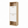 Schuhschrank mit 2 Klappen und offenen Fächern Weiß Eiche Spanplatte rechteckig 40 x 30 x 180 cm