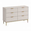 Sideboard mit 6 Schubladen Beige MDF und Stahl rechteckig 120 x 40 x 80 cm