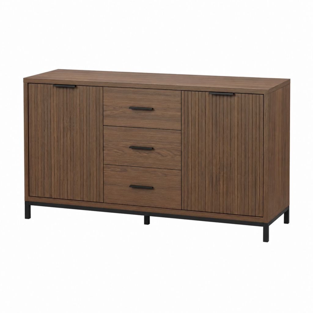 Sideboard Walnuss Holzwerkstoff rechteckig 160 x 40 x 90 cm mit 2 Türen und 3 Schubladen