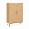 Highboard mit 2 Türen Eiche Dekor Spanplatte rechteckig 80 x 40 x 150 cm