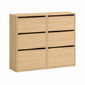 Schuhschrank mit 6 Klappen Eiche hell MDF rechteckig 120 x 30 x 110 cm