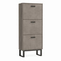 Schuhschrank Grau Spanplatte rechteckig mit 3 Klappen 60 x 24 x 140 cm