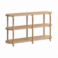 Konsolentisch aus Eichenholz natur oval mit 3 Ablagen 120 x 35 x 85 cm