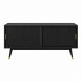 Sideboard Schwarz aus MDF mit Rillenfront und Schiebetüren 160 x 40 x 75 cm