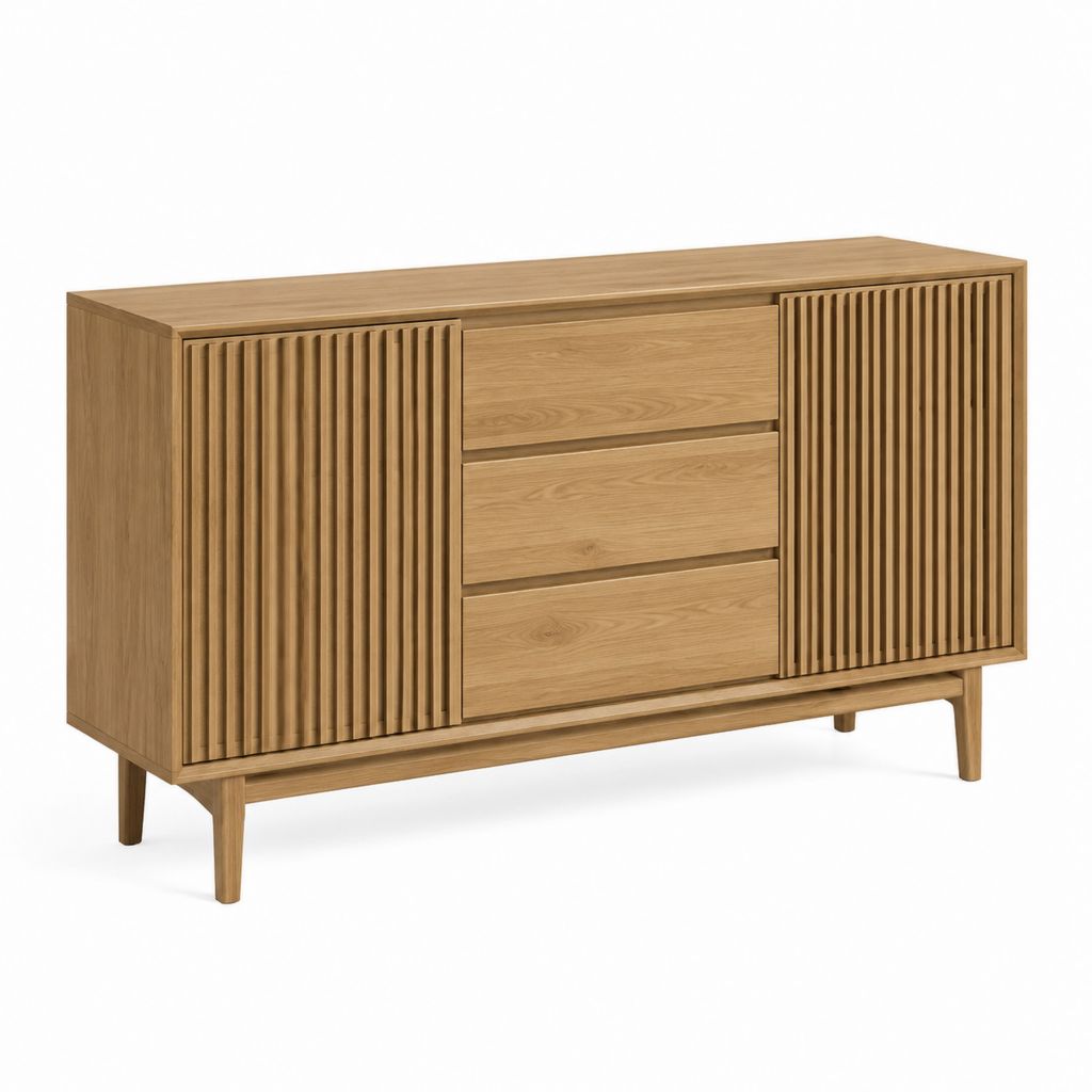 Sideboard eichefarben MDF mit Eichenfurnier rechteckig 160 x 40 x 80 cm