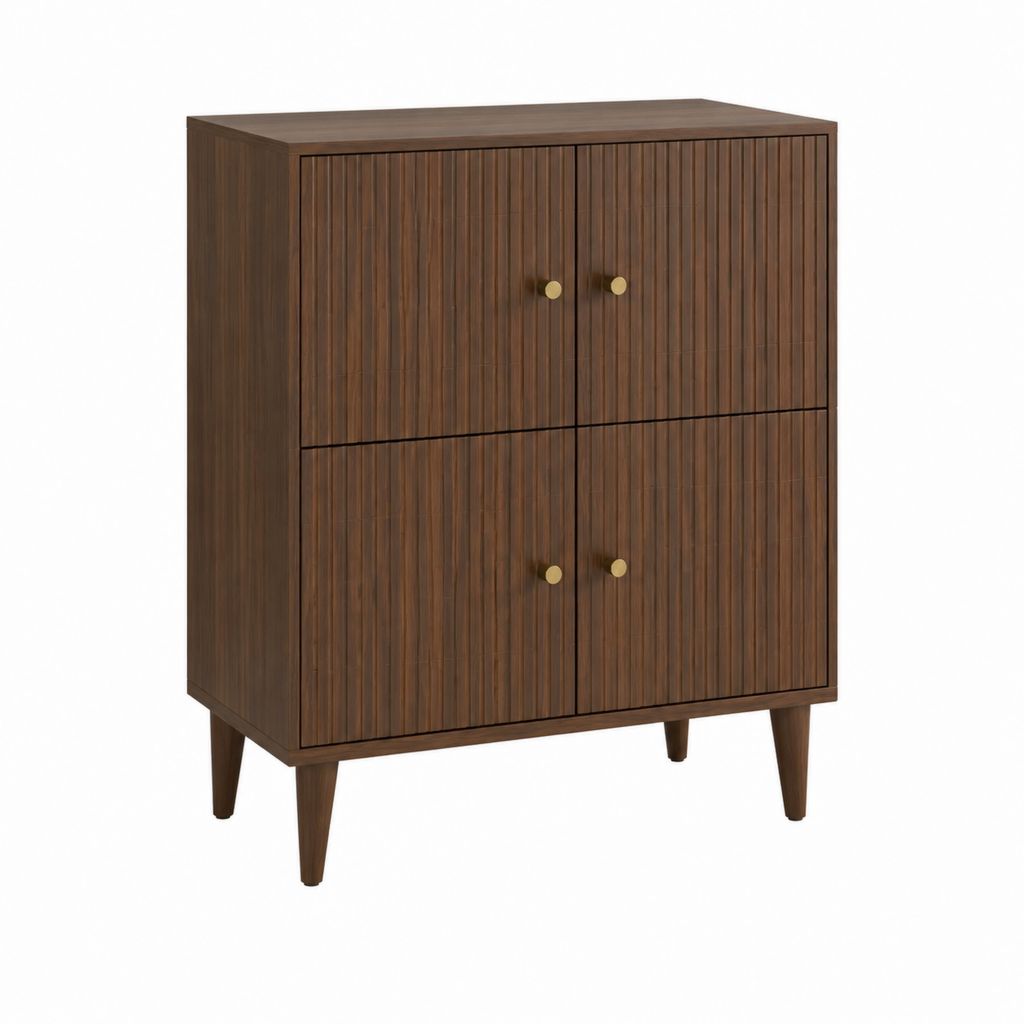 Highboard Sideboard Walnuss MDF rechteckig 90 x 40 x 120 cm mit 4 Türen