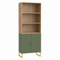 Sideboard Hochschrank Eichenoptik Olivgrün Spanplatte MDF rechteckig 80 x 40 x 200 cm